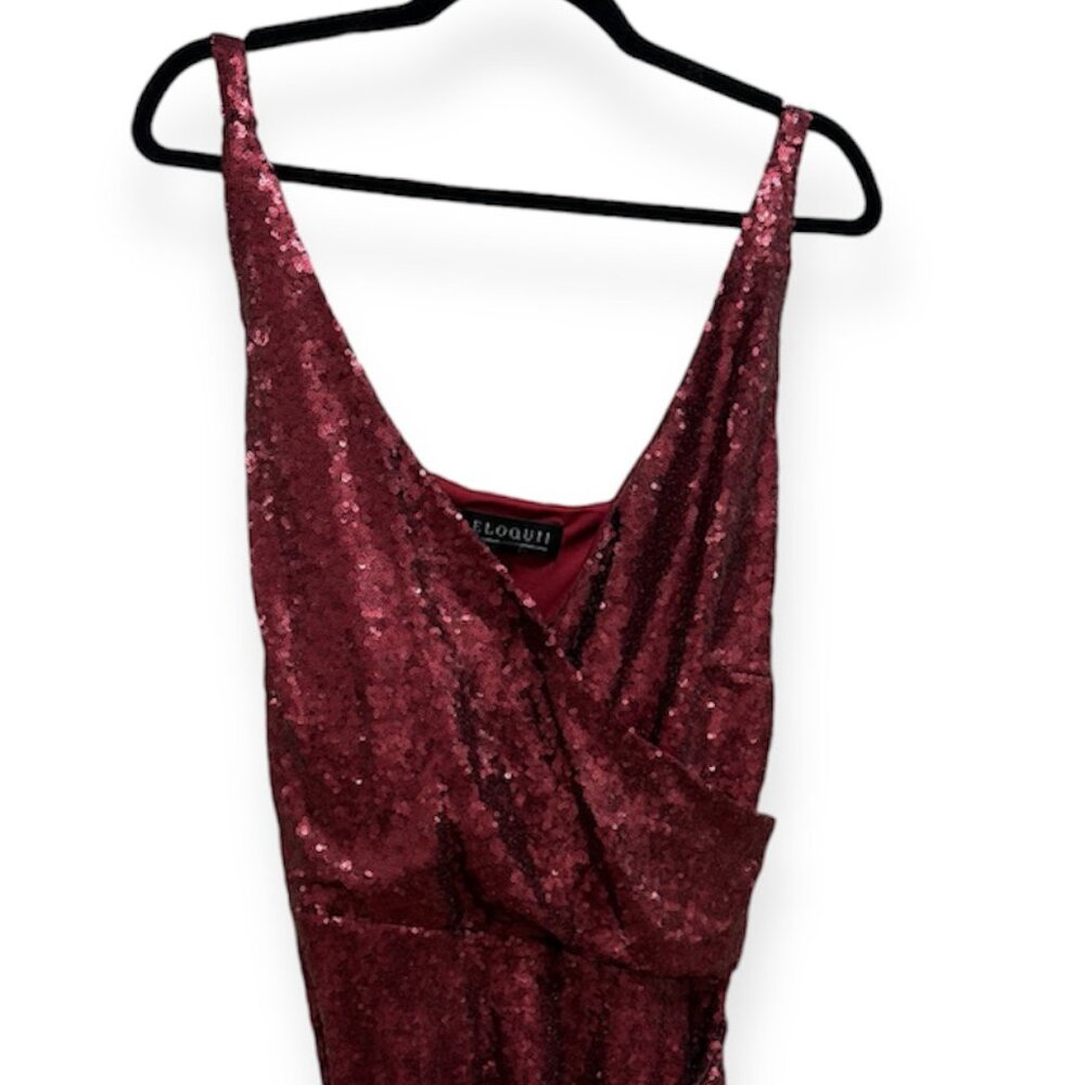 Eloquii Plus Size Sequin Red Holiday Wedding Cock… - image 1